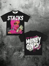 Money Letter Graphic Round Neck Short Sleeve T-Shirt